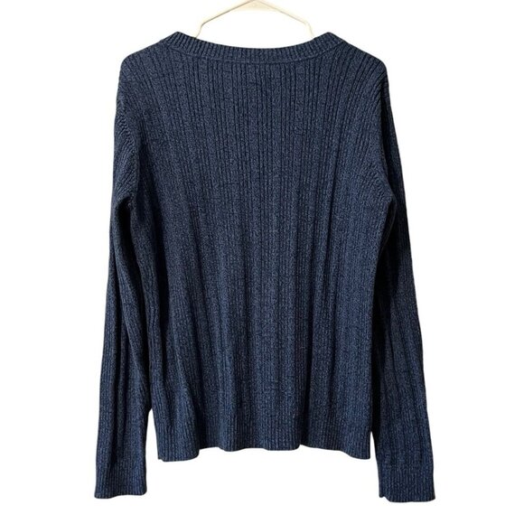 IZOD Women's Long Sleeve Blue V Neck Sweater Size XL Preppy Designer Classic - Picture 2 of 11